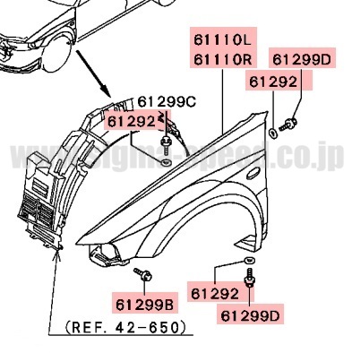 フェンダー CP9A 4G63 EVO 5.6 MITSUBISHI GENUINE PARTS 三菱