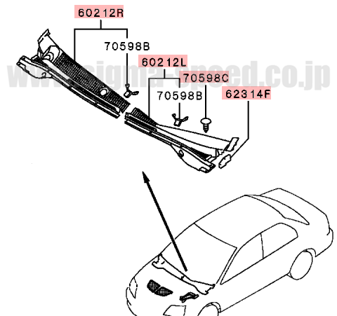 フロントデッキガーニッシュ CT9A EVO7.8.9 MITSUBISHI GENUINE PARTS　三菱純正部品 ランエボ