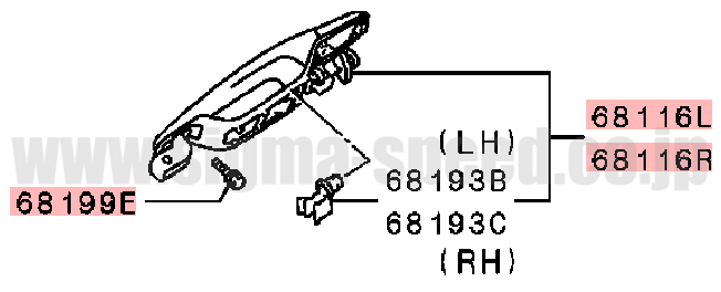 図の67322L』フロントドアアウトサイドＬＨのハンドルのみ MR970241